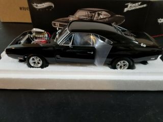 Hot Wheels Elite Bly21 1:18 1970 Black Dodge Charger Fast And Furious Blown