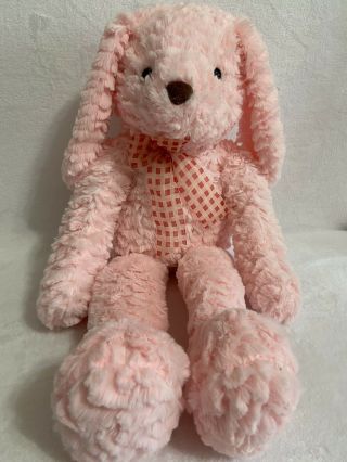 Dan Dee Bunny Rabbit Pink Plush Large 22 " Long Ears Floppy Plaid Bow