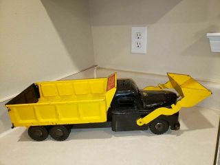 Vintage Structo Pressed Steel Hydraulic Load And Dump Truck 25 " Black Yellow