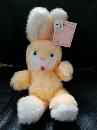 Vintage Dan Dee Bunny Rabbit Plush Stuffed Animal Peach Colored