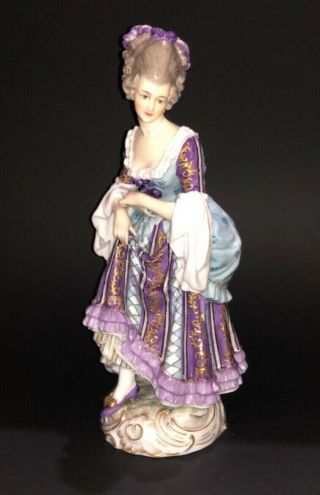 Antique German Dressel And Kister Painted Boudoir Doll Rococo Porcelain Figure