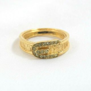 Vintage Avon Belt Buckle Ring Gold Tone With Rhinestones