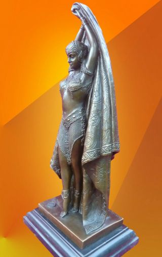 Art Deco Bronze Antinea Statue Signed Chiparus Figure Hot Cast Sculpture