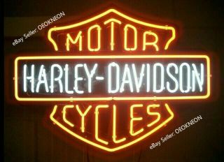 Harley - Davidson Hd Motorcycle Real Neon Sign Beer Light Home Decor Birthday Gift