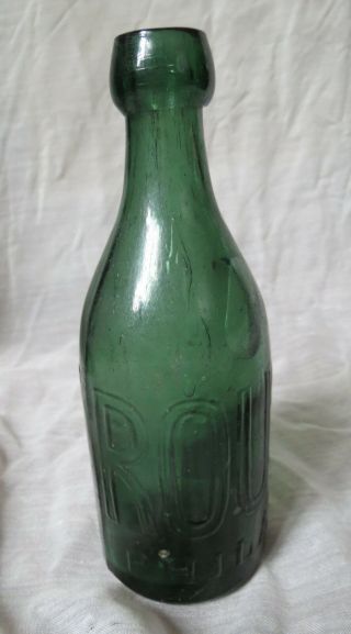 Antique Roussel Teal Green Soda Bottle Pontil Philadelphia 1840 