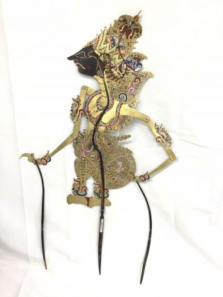 Antique Wayang Kulit Shadow Puppet Theater Horn Handle Indonesia 26” Kresna
