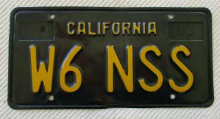 1963 California Ham Radio License Plate W6 Nss