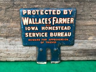 Vintage License Plate Topper " Wallaces Farmer "