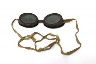 Antique Vintage Ww2 Military Raf Flying Goggles Glasses Unusual Type 25129