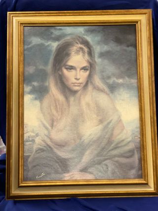 Vintage Mid Century " Girl Of Valdarno” Joseph Wallace King Vinciata Gravure 1972