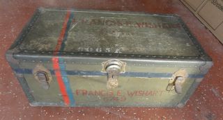 Vintage Foot Locker Military Us Army Trunk Wwii.  30 " X 17 " X 13 "