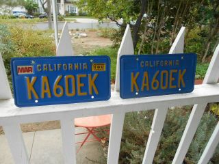 California License Plates Amateur Ham Radio Operator Ka60ek Blue & Yellow Plate