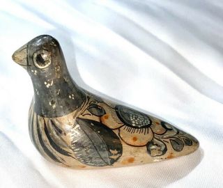 Vintage Mexican Tonala Pottery Dove Bird Figurine Folk Art Hand Painted 3 1/2” L