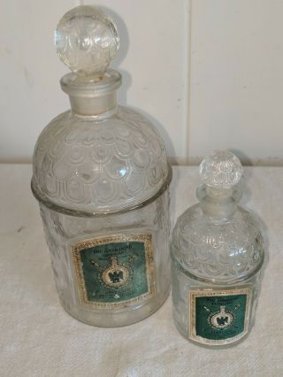 Pair French Guerlain Imperiale Glass Bee Perfume Bottles Paris France