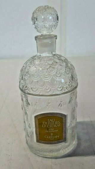 Guerlain Empty Glass Perfume Bottle 125 Ml Paris France Bee Pattern 5943
