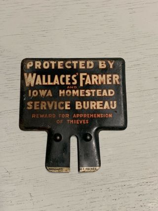 Vintage License Plate Topper Wallaces Farmer Iowa Homestead