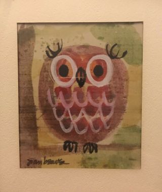 Vintage Watercolor And Ink Owl Painting / Book Illustration Artist Joan Beaver