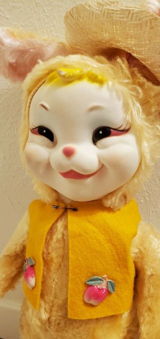 Rare The Rushton Company Rubber Face Girl Bunny Rabbit Vintage Plush Doll 1950s