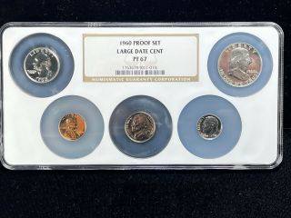 1960 Proof Set Silver Large Date Cent Ngc Multi - Holder Pf 67 (011 - 015)