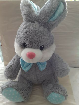 Dan Dee Bunny Rabbit With Bow Polka Dot Plush Stuffed Animal Grey 21 "