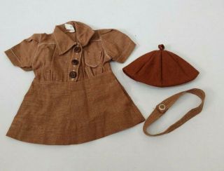 Vintage Terri Lee Girl Scout Brownie Uniform Doll Clothes Brown With Hate Sash