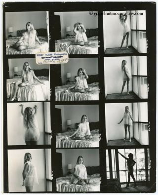 1960s Bunny Yeager Pin - Up Contact Sheet 12 Frames Ginger Meadows Boudoir Shoot